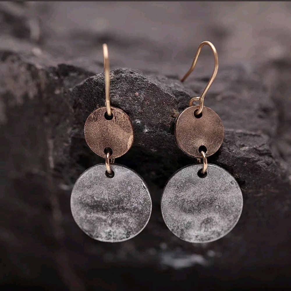 BOHO Hammered Metal Dangle Drop Earrings